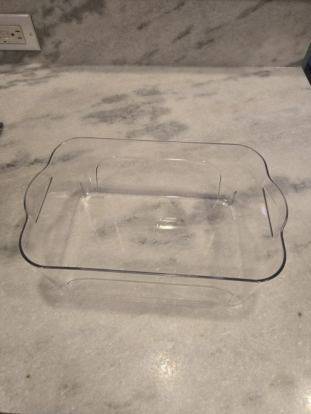 Clear Plastic Storage Organizer with Faux Marble Lid – 11x7x4